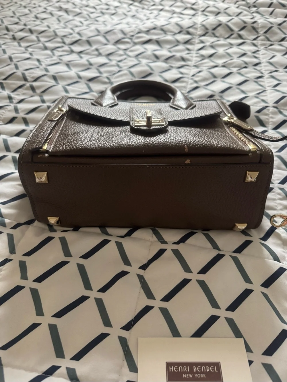 Henri Bendel Convertible Rivingtin Mini Tote in Brown Pebbled Leath…
